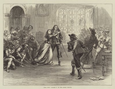 Scène uit Charles I in het Lyceum Theatre door David Henry Friston