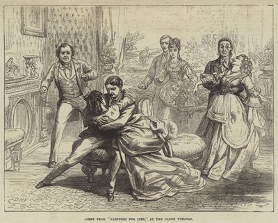 Scène uit Partners for Life, in het Globe Theatre door David Henry Friston