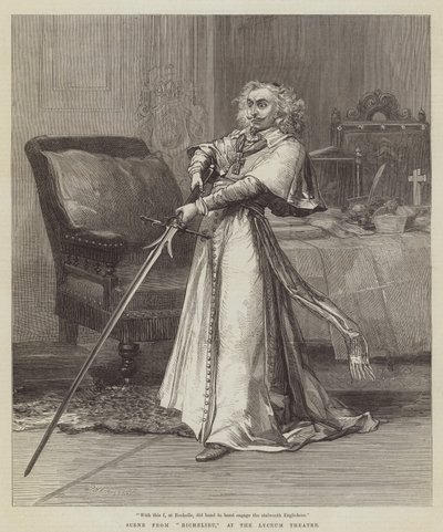 Scène uit Richelieu, in het Lyceum Theater door David Henry Friston