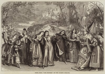 Scène uit De Prinses, in het Olympic Theatre door David Henry Friston