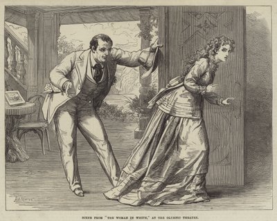 Scène uit De Vrouw in het Wit, in het Olympic Theatre door David Henry Friston