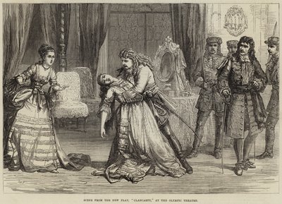 Scène uit het nieuwe stuk, Clancarty, in het Olympic Theatre door David Henry Friston