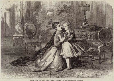 Scène uit het Nieuwe Toneelstuk, Mary Warner, in het Haymarket Theatre door David Henry Friston