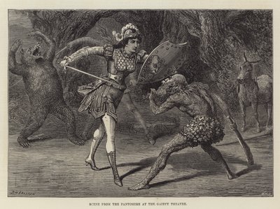 Scène uit de pantomime in het Gaiety Theatre door David Henry Friston