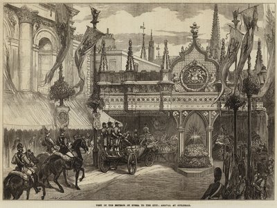 Bezoek van de Keizer van Rusland aan de Stad, Aankomst bij Guildhall door David Henry Friston