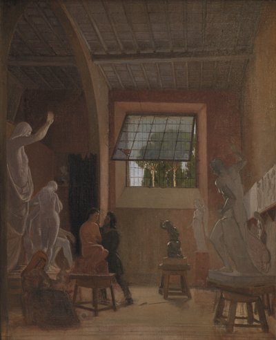 De beeldhouwer Jens Adolph Jerichau in zijn studio in Rome door David Jacobsen