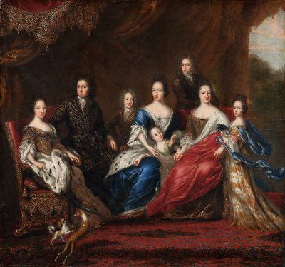 Het gezin van Karel XI met familieleden uit het hertogdom Holstein-Gottorp door David Klöcker Ehrenstrahl