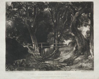 Verschillende Onderwerpen van Landschap, Kenmerkend voor Engels Landschap uit Schilderijen van John Constable, R.A.: Dal in de Bossen van Helmingham Park, Suffolk door David Lucas