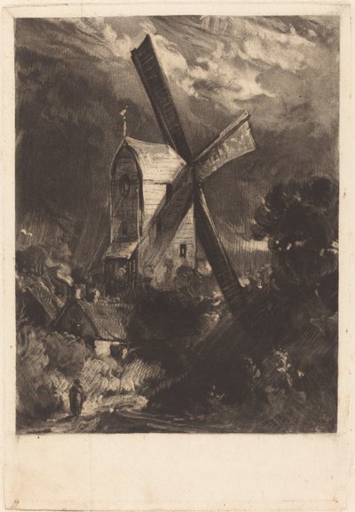 Molen bij Brighton door David Lucas after John Constable