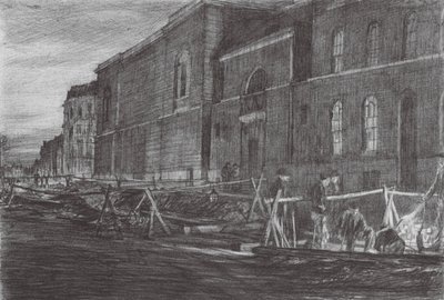 Londen: Dawn Newgate Prison door David Muirhead (after) Bone