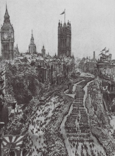 Londen: Het Cenotaaf door David Muirhead (after) Bone