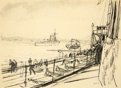 Vanaf het achterdek van een slagschip, illustratie uit 