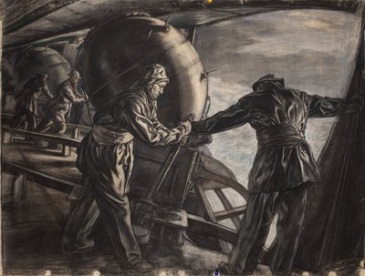 Studie voor Winter Mijnleggen bij IJsland, c.1942 door David Muirhead Bone