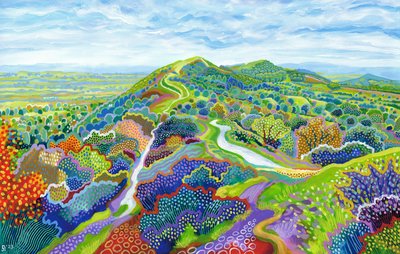 Malvern Perseverance Hill, 2023 (acryl op papier) door David Newton