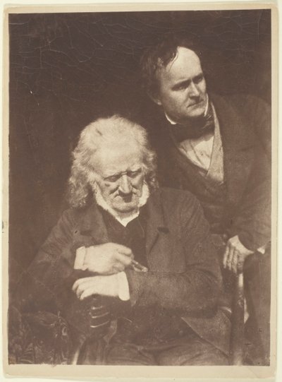 Portret van twee mannen John Henning en Alexander Handyside Ritchie, ca. 1845, gedrukt 1890-1900 door Hill and Adamson