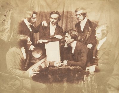 Prof. Fraser, Rev. Welsh, Rev. Hamilton, en drie andere mannen door Hill and Adamson
