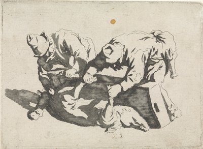 Mannen met een geslacht varken door David Pièrre Giottino Humbert de Superville