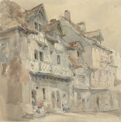 Huizen in Dieppe door David Roberts (attributed to)