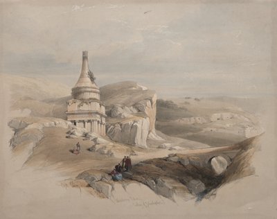De pilaar van Absalom, het dal van Josafat door David Roberts