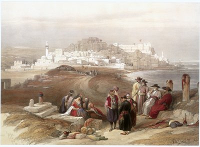 Jaffa gezien vanuit het noorden (gravure) door David Roberts