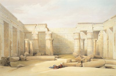 De tempel van Medinet Abu in Thebe, gravure door David Roberts