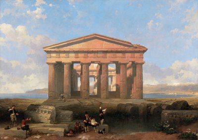 De tempel van Neptunus in Paestum door David Roberts