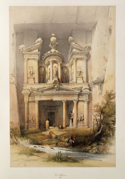De Schatkist - El Khasne, uit de serie "Het Heilige Land", 1842-1849 door David Roberts