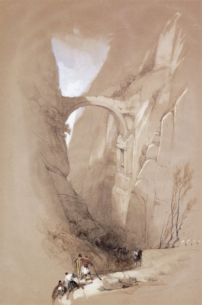 De Triomfboog die de Ravijn naar Petra oversteekt, 1839 door David Roberts