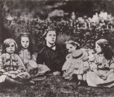 Lewis Carroll met de Macdonald kinderen (z/w foto) door David Scott Lieutenant-Colonel (after) Dodgson