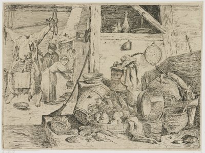 Keukeninterieur door David Teniers (II) (attributed to)