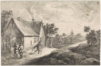 Boerengehucht met figuren door David Teniers (II)