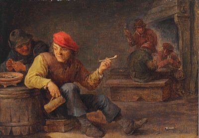Borrels drinken en roken in een herberg door David Teniers the Younger