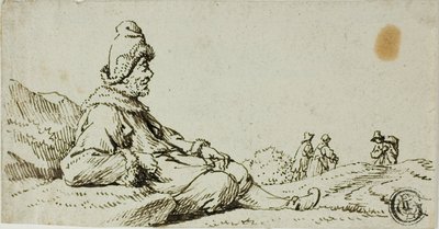Man rustend in landschap door David Teniers the Younger