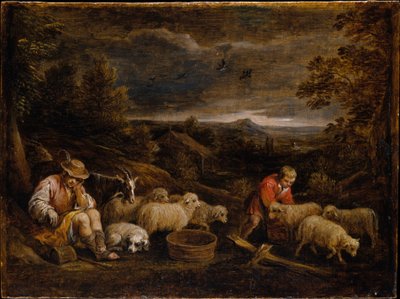 Herders en schapen door David Teniers the Younger