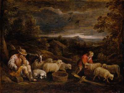Herders en schapen door David Teniers the Younger
