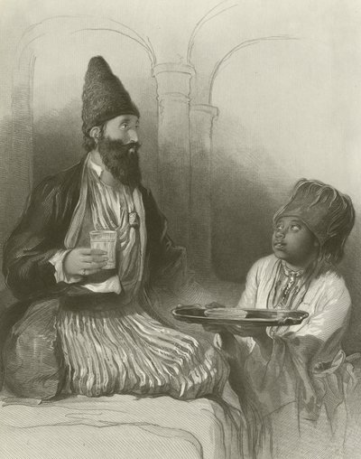 Een Perzische prins, zijn slaaf brengt hem sherbet door David Wilkie