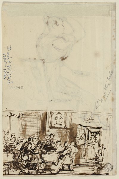 Mensen aan een tafel (recto), en studie voor Cottage Toilet (verso) door David Wilkie
