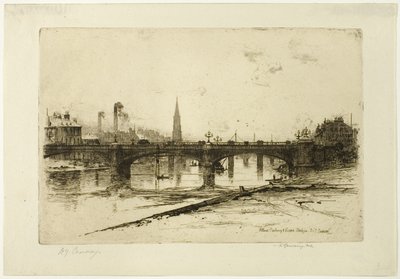 Albert-, Spoorweg- en Victoria-bruggen, plaat zes uit de Clyde-set door David Young Cameron