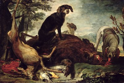 Honden met Gedode Wilde Zwijnen en Herten door David de Coninck