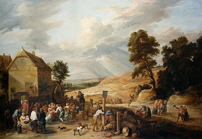 Boerendans voor een herberg door David Teniers the Younger
