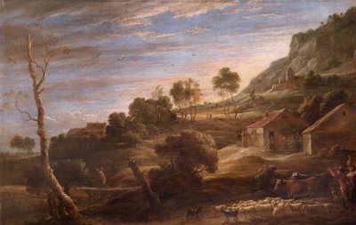 Landschap met boeren die vee drijven, ca. 1670-90 door David Teniers the Younger