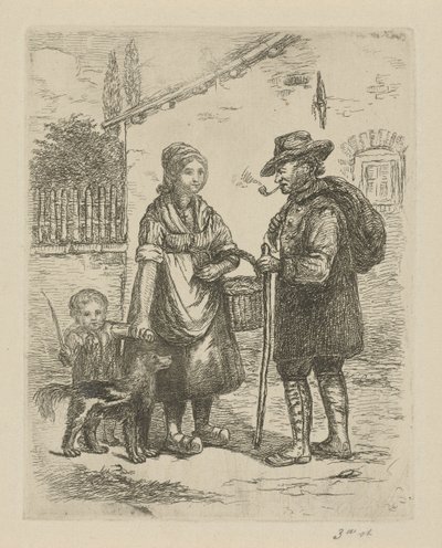 Boer en boerin bij een hoeve door David van der Kellen