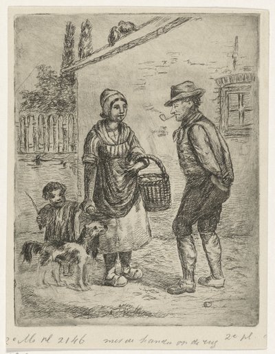 Boer en boerin bij een hoeve door David van der Kellen