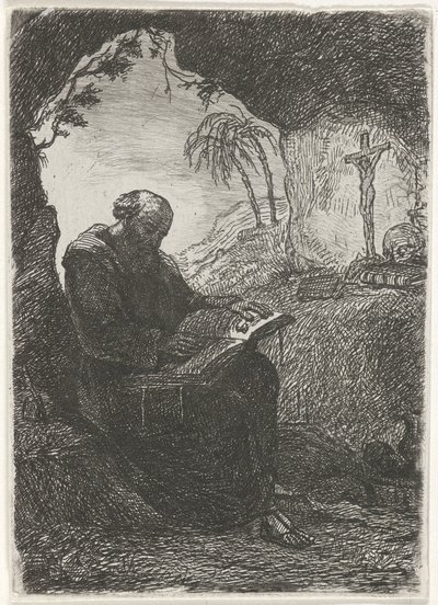 Monnik in een grot door David van der Kellen