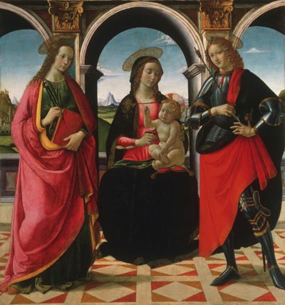Maagd en kind, met de heiligen Apollonia en Sebastiaan door Davide Ghirlandaio