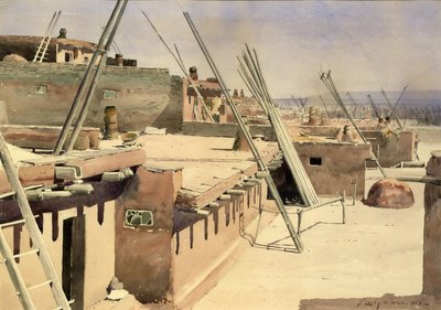 Straat in het Pueblo van Zuni, New Mexico, 1888 door De Lancey Gill