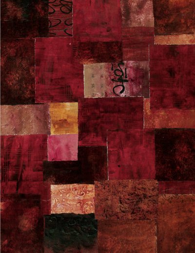 Crimson Patchwork Abstract door Deb Chaney
