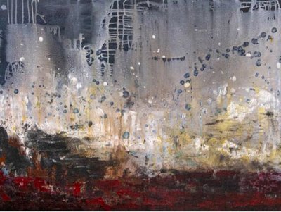 Dynamisch abstract landschap door Deb Chaney