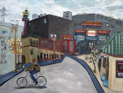 Chinatown Portland, 2018 (acryl op doek) door Deborah Eve Alastra