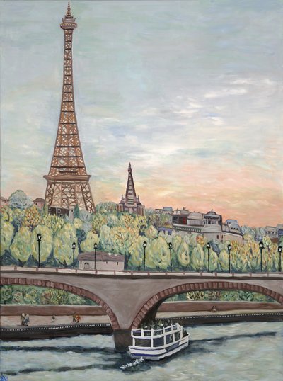 Uitzicht op de Eiffeltoren, 2017 (acryl op doek) door Deborah Eve Alastra